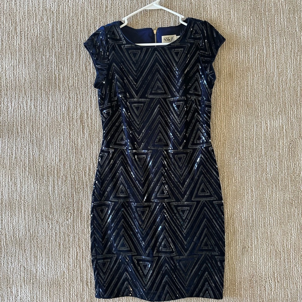 Navy Sequin Dress - Eliza J